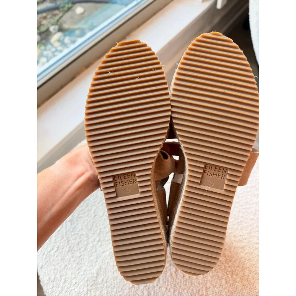Eileen Fisher Willow 3 Espadrille Wedge Sandal in Metallic Taupe Suede size 10